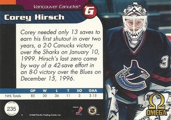 1998-99 Pacific Omega #235 Corey Hirsch Back