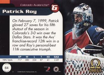 1998-99 Pacific Omega #64 Patrick Roy Back