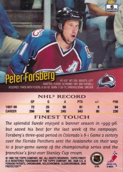 1998-99 Finest - Refractors #6 Peter Forsberg Back