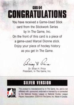 2013-14 In The Game StickWork #GUS-54 Marcel Dionne Back
