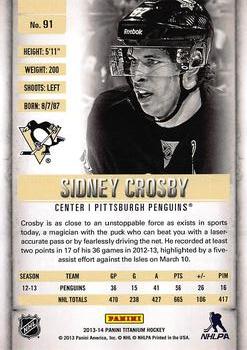 2013-14 Panini Titanium - Commons Retail #91 Sidney Crosby Back