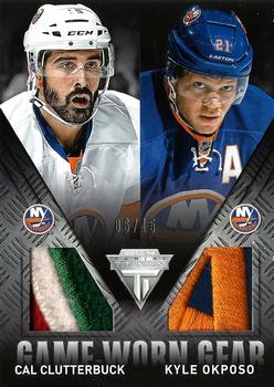 2013-14 Panini Titanium - Game Worn Gear Dual Patch #GD-CO Cal Clutterbuck / Kyle Okposo Front