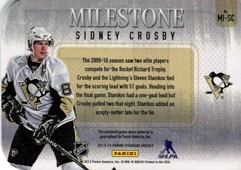 2013-14 Panini Titanium - Milestone Goal Scorer Jerseys #MI-SC Sidney Crosby Back