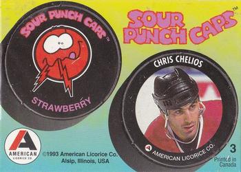 1992-93 American Licorice Sour Punch Caps #3 Chris Chelios Front