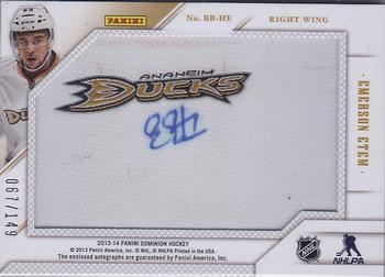 2013-14 Panini Dominion - Back to Back Beginnings Autographs #BB-HE Quinton Howden / Emerson Etem Back