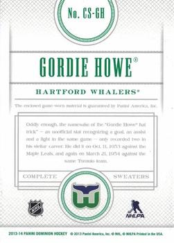 2013-14 Panini Dominion - Complete Sweaters #CS-GH Gordie Howe Back