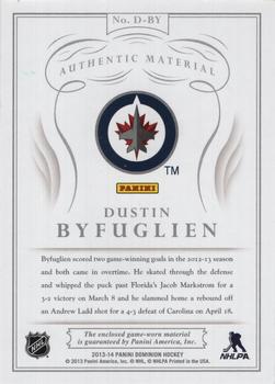 2013-14 Panini Dominion - Authentic Material #D-BY Dustin Byfuglien Back