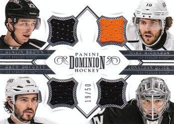 2013-14 Panini Dominion - Quad Jerseys #Q-KNG Dustin Brown / Mike Richards / Drew Doughty / Jonathan Quick Front