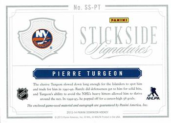 2013-14 Panini Dominion - Stickside Signatures #SS-PT Pierre Turgeon Back