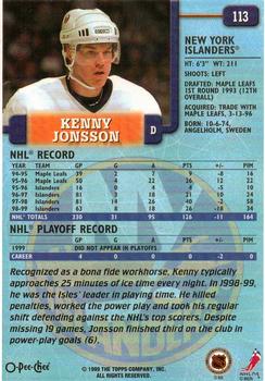 1999-00 O-Pee-Chee #113 Kenny Jonsson Back