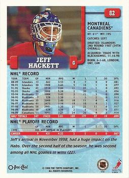 1999-00 O-Pee-Chee #82 Jeff Hackett Back