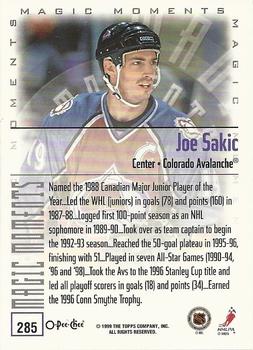1999-00 O-Pee-Chee #285 Joe Sakic Back