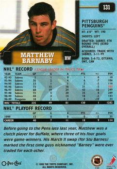 1999-00 O-Pee-Chee #131 Matthew Barnaby Back