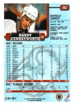 1999-00 O-Pee-Chee #142 Randy Cunneyworth Back