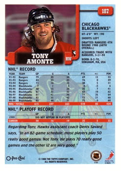 1999-00 O-Pee-Chee #187 Tony Amonte Back
