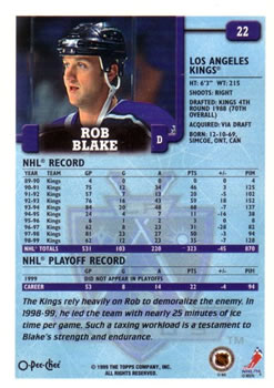 1999-00 O-Pee-Chee #22 Rob Blake Back