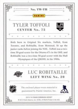 2013-14 Panini Dominion - Time Warp Patches #TW-TR Tyler Toffoli / Luc Robitaille Back
