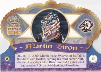 1999-00 Pacific Crown Royale #17 Martin Biron Back