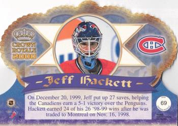 1999-00 Pacific Crown Royale #69 Jeff Hackett Back