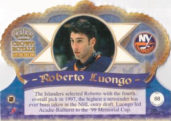 1999-00 Pacific Crown Royale #88 Roberto Luongo Back