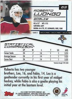 2000-01 Topps Gold Label - Class 3 #63 Roberto Luongo Back