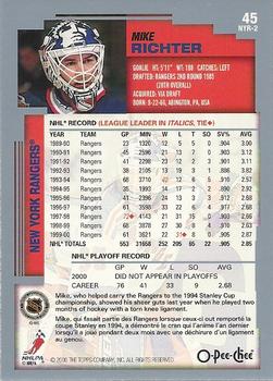 2000-01 O-Pee-Chee #45 Mike Richter Back