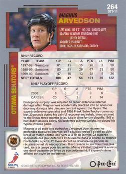 2000-01 O-Pee-Chee #264 Magnus Arvedson Back