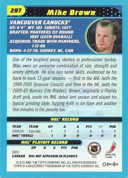 2001-02 O-Pee-Chee #297 Mike Brown Back