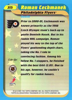 2001-02 O-Pee-Chee #315 Roman Cechmanek Back