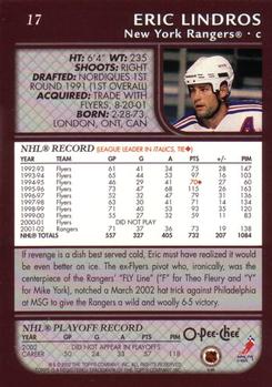2002-03 O-Pee-Chee #17 Eric Lindros Back