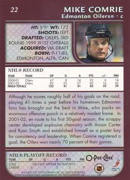 2002-03 O-Pee-Chee #22 Mike Comrie Back