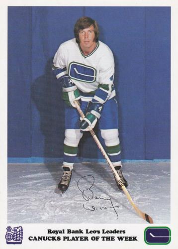 1972-73 Royal Bank Vancouver Canucks #NNO Barry Wilkins Front