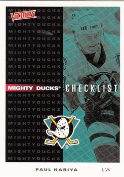 1999-00 Upper Deck Victory #1 Mighty Ducks Checklist Front