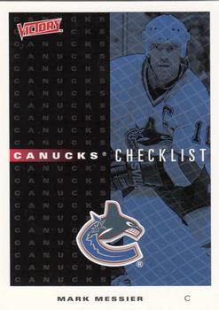 1999-00 Upper Deck Victory #292 Canucks Checklist Front