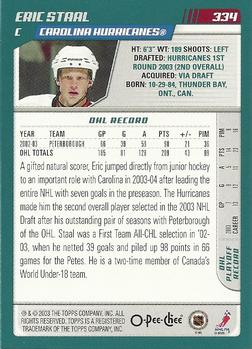 2003-04 O-Pee-Chee #334 Eric Staal Back
