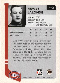 2004-05 In The Game Franchises Update #478 Newsy Lalonde Back