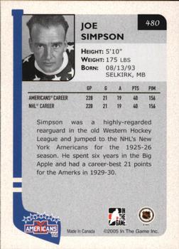 2004-05 In The Game Franchises Update #480 Joe Simpson Back
