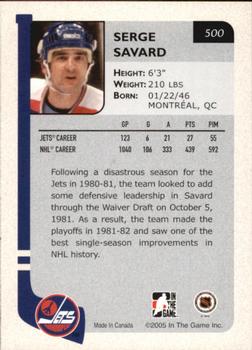 2004-05 In The Game Franchises Update #500 Serge Savard Back