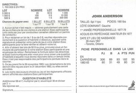 1983-84 Esso French #NNO John Anderson Back