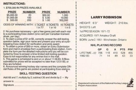 1983-84 Esso English #NNO Larry Robinson Back