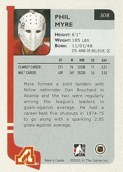 2004-05 In The Game Franchises US East #308 Phil Myre Back