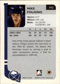 2004-05 In The Game Franchises US East #342 Mike Foligno Back