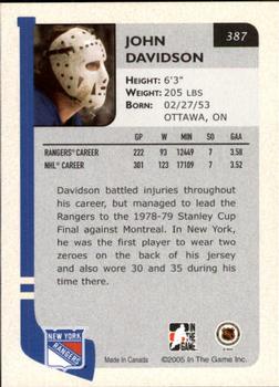 2004-05 In The Game Franchises US East #387 John Davidson Back
