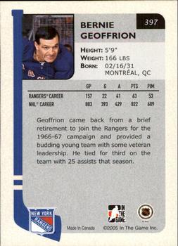 2004-05 In The Game Franchises US East #397 Bernie Geoffrion Back