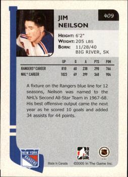 2004-05 In The Game Franchises US East #409 Jim Neilson Back