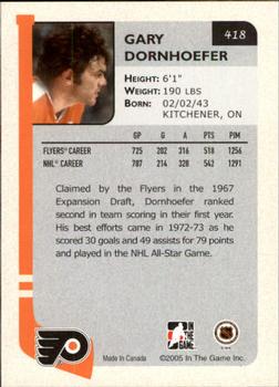 2004-05 In The Game Franchises US East #418 Gary Dornhoefer Back