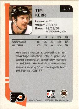 2004-05 In The Game Franchises US East #430 Tim Kerr Back