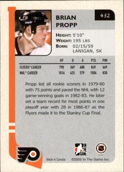 2004-05 In The Game Franchises US East #432 Brian Propp Back
