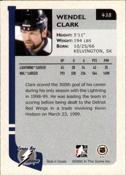 2004-05 In The Game Franchises US East #438 Wendel Clark Back