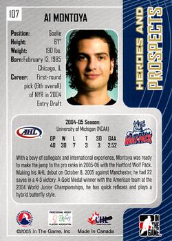 2005-06 In The Game Heroes and Prospects #107 Al Montoya Back